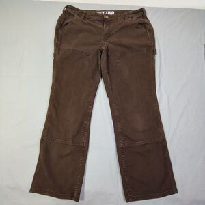 Carhartt Force Flex Pants Womens Size 14 Short Brown Double Knee Loose Utility